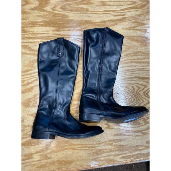 Frye Melissa Riding Boots Womens 6 B Triple Black Leather Side Zip Round Toe S24
